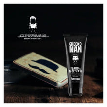 Load image into Gallery viewer, Greeko Man Beard &amp; Face Wash - Enriched with Aloe Vera &amp; ProVitamin B5 - Helps to Cleanse &amp; Hydrate - Gives Smooth, Fresh Skin &amp; Beard with a Masculine Fragrance - VasuStore

