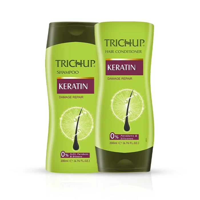 Trichup Keratin Shampoo & Conditioner - Fortified with Keratin Protein - Repair Damaged Hair, Rebuild the Strength, Returns Elasticity & Reduce Breakage of Your Hair - VasuStore