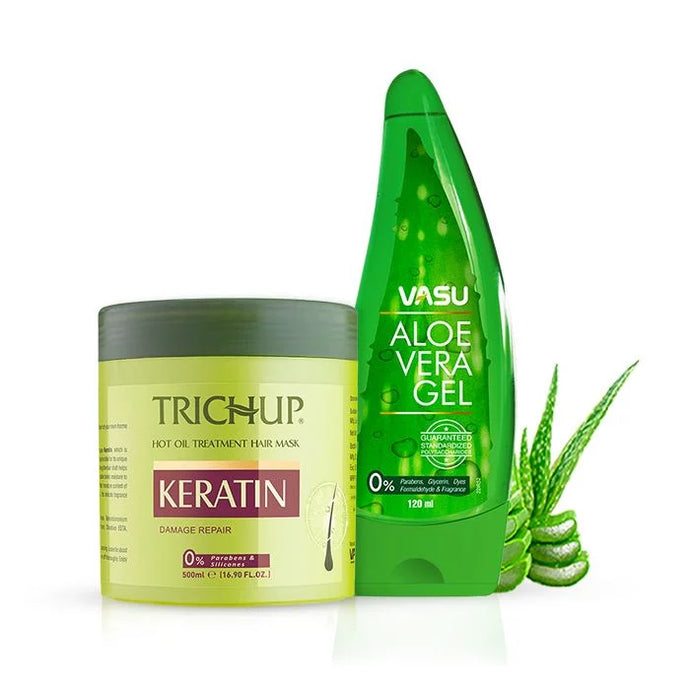 Trichup Keratin Hair Mask with Aloe Vera Gel - Intense Damaged Hair Repair With Keratin - Retains Moisture, Gets Rid of Split Ends - Improves Shine & Manageability of Your Hair - VasuStore