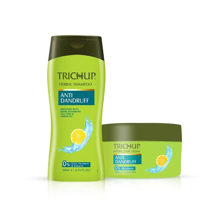 Trichup Anti-Dandruff Shampoo & Cream Kit - Infused with Neem, Rosemary & Tea Tree - Prevents White Flakes and Helps to Restore & Protect Normal Health of Your Scalp Skin - VasuStore