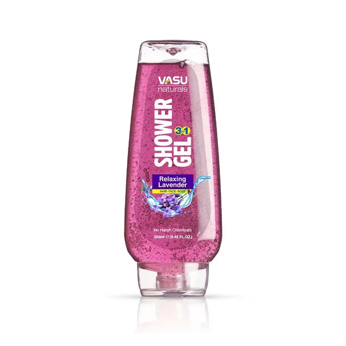 Vasu Naturals 3 in 1 Relaxing Lavender Shower Gel For Hair Face And Body 250 ml - VasuStore