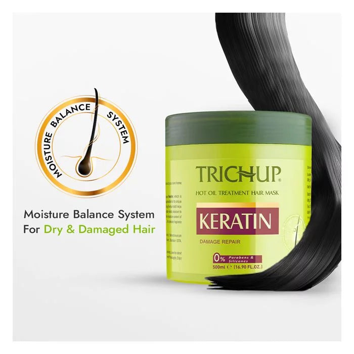 Trichup Keratin Hair Mask with Aloe Vera Gel - Intense Damaged Hair Repair With Keratin - Retains Moisture, Gets Rid of Split Ends - Improves Shine & Manageability of Your Hair - VasuStore