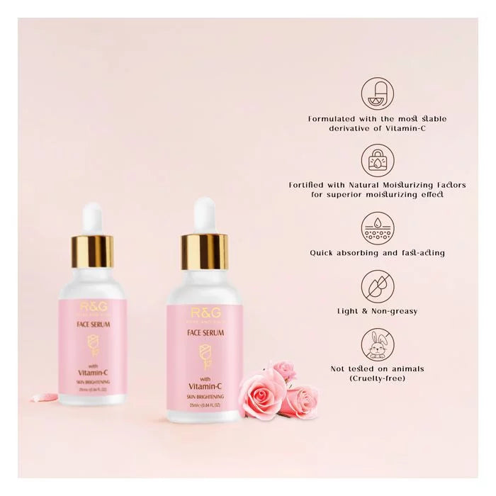 R&G Vitamin C Face Serum with Aloe Vera Gel - For Skin Brightening - Help Reduce Fine Lines, Wrinkles, Dark Spots, Evens Skin Tone and Promotes Visibly Radiant, Smoother & Healthier Looking S - VasuStore