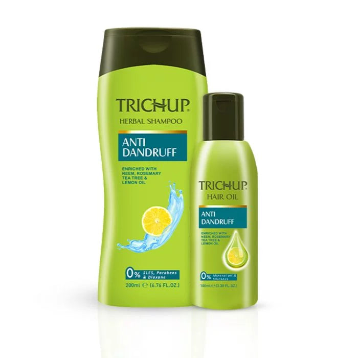 Trichup Anti-Dandruff Shampoo & Oil Kit - Infused with Neem, Rosemary & Tea Tree - Protects Your Scalp Skin From Causes of Dandruff & Improves Your Overall Scalp Health - VasuStore