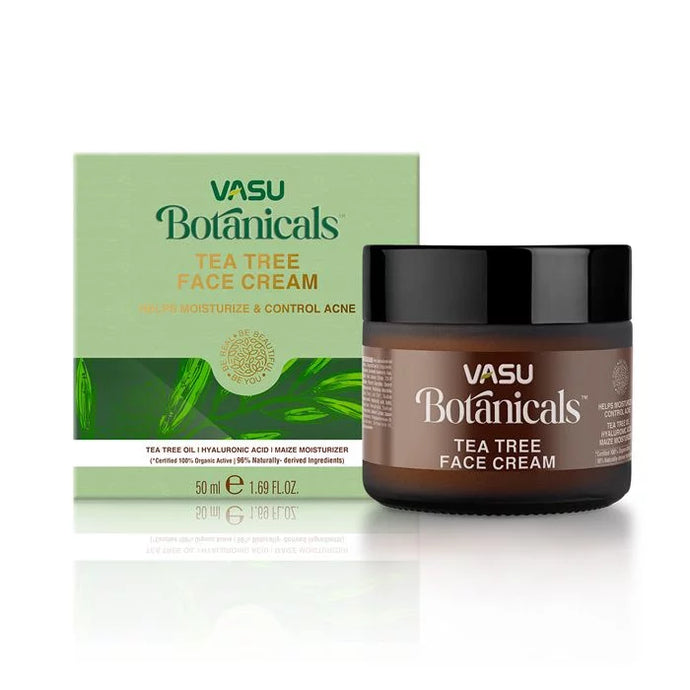 Vasu Botanicals Tea Tree Face Cream For Acne & Pimple - Helps to Control Acne and Fight Pimple Causing Germs - Prevent Breakouts & Blemishes - Provide Intense Hydration - VasuStore