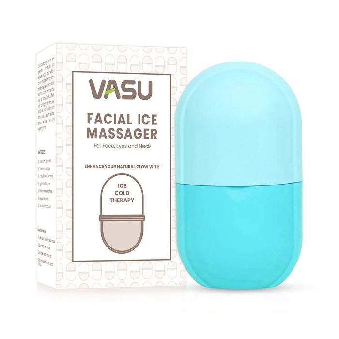 Facial Ice Massager for Face, Eyes & Neck (Skyblue) - Ice Cube Roller - One Tool with Multiple Benefits - Helps to Combat Face Puffiness, Calm & Refresh Your Skin - VasuStore
