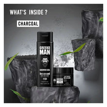 Load image into Gallery viewer, Greeko Man Charcoal Shower Gel &amp; Clay Mask - Infused with Activated Charcoal &amp; Menthol - Cleanses &amp; Hydrates Skin - Helps You to Achieve Glowing &amp; Flawless Skin - VasuStore
